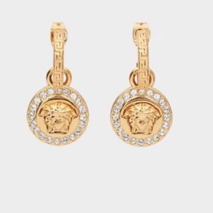 Authentic versace drop earrings yellow gold plated